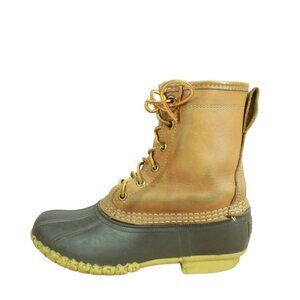 LL Bean Brown Leather 8" Lace Up Insulated Gore-tex Ankle Duck Boots Size 6 M